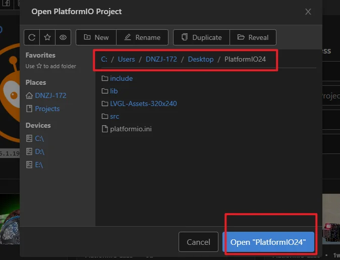 Open PlatformIO Project