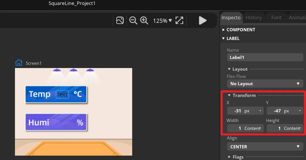 Adjust temperature label position