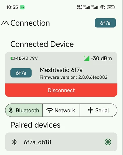M9 connected in the Meshtastic app